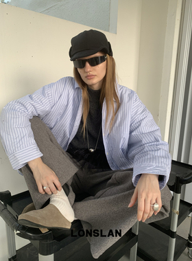 LONSLAN 24WINTER 11/10 20:00NEW 条纹夹棉衬衫外套