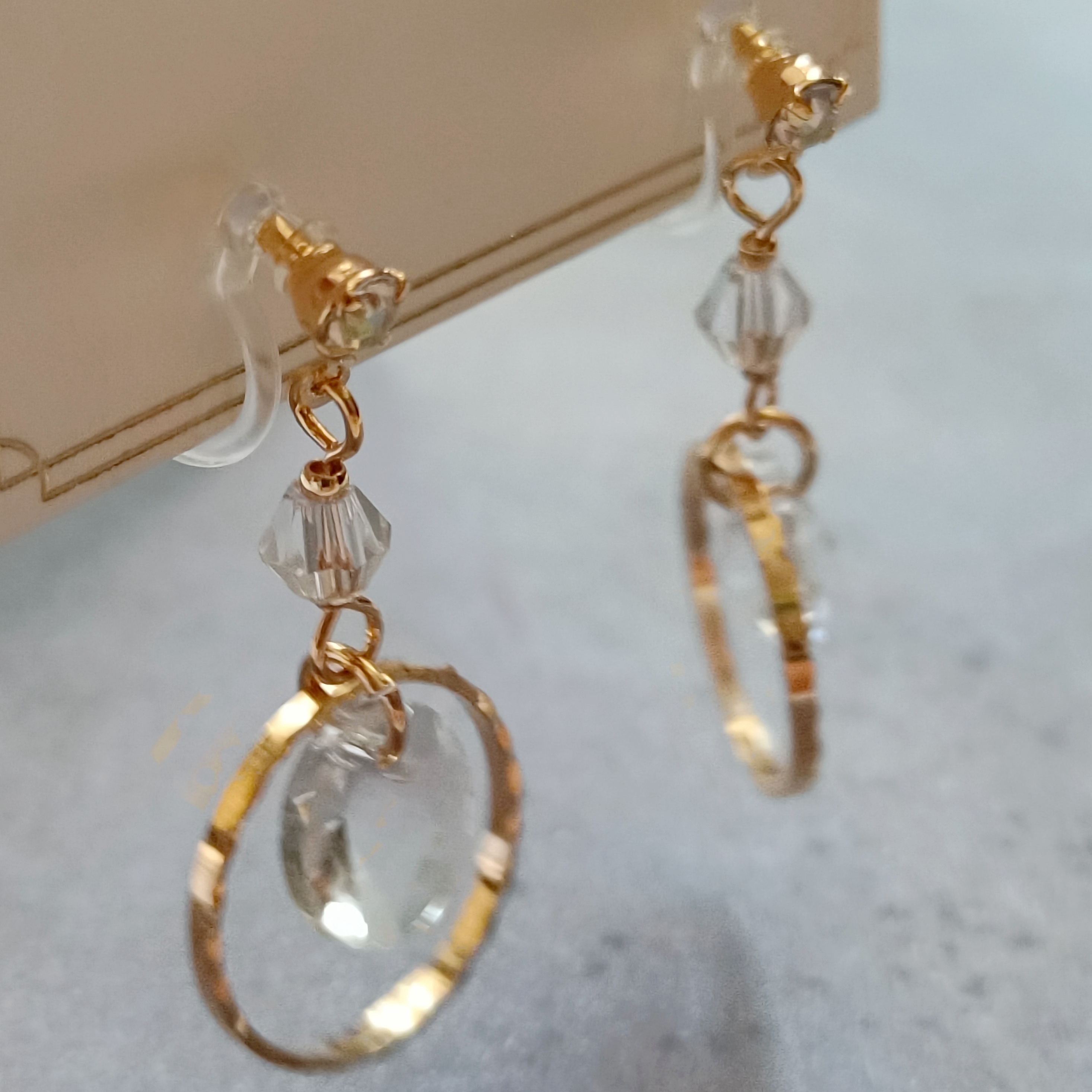 日系简约百搭白色人造水晶吊坠耳钉无耳洞树脂u型耳夹女耳环耳饰