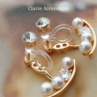 日本杂志风后挂式珍珠水钻简约