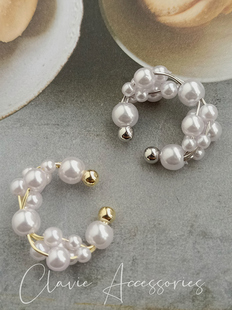 无耳洞耳骨夹女夏仙气手工制作串仿珍珠圆圈小巧个性单只金色银色