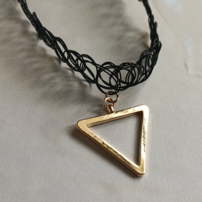 choker项链颈链脖圈纹身短带机车风朋克潮酷中性暗黑饰品三角黑色