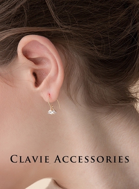 日系通勤OL优雅日常ins 闪闪水钻小花朵手工制作耳钩耳环