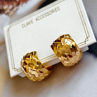 日系金属简约小圆圈耳钉环碎碎冰超闪blingbling高级感蚊香盘耳夹