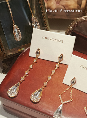 高级感耳夹无耳洞耳环耳钉女复古vintage水晶冬季超闪亮新年耳饰