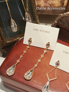 高级感耳夹无耳洞耳环耳钉女复古vintage水晶冬季超闪亮新年耳饰