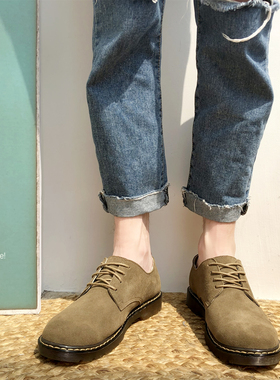 真皮休闲鞋男鞋子英伦复古牛津皮鞋透气夏季马丁靴男工装百搭潮鞋