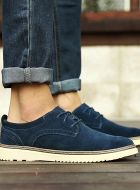 真皮休闲鞋男鞋子英伦复古皮鞋透气春季伐木鞋男低帮板鞋百搭潮鞋