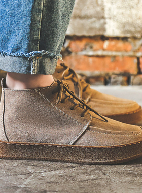 马丁靴男秋冬短靴男靴子真皮复古厚底高帮板鞋英伦风中帮沙漠靴潮