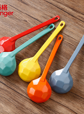 扬格A5彩色密胺商用勺子螺蛳粉麻辣烫专用长柄勺子配汤面碗大汤勺