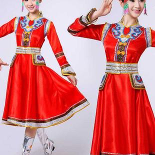 蒙古袍成人少数民族表演服裙 内蒙古舞蹈服装 新款 蒙古族演出服女装