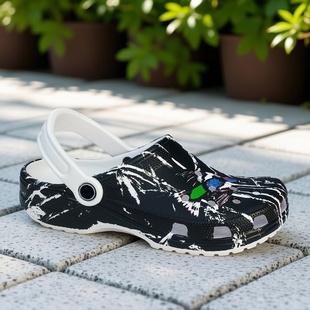 2025新款迪特印花洞洞鞋外穿包头沙滩鞋情侣鞋凉拖鞋男潮女鞋夏季