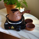 甘肃罐罐茶炉西和煮茶罐红泥紫砂罐子电炉子电陶炉熬茶器家用套装