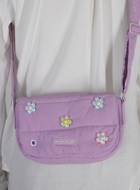 洞洞包紫色尼龙小斜挎软包腋下包迷你小包包挎包马卡龙色尼龙包