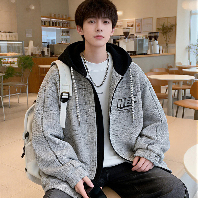 春秋季新款外套男生初中高中学生宽松夹克青少年帅气大童春装褂子