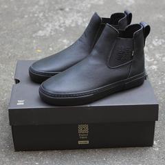 新款纯黑色GLOBE滑板鞋时尚耐磨减震皮质耐磨一脚蹬休闲防滑BMX鞋