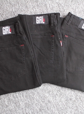 复古欧美滑板品牌FOURSTAR合作款GIRL滑板裤 黑色宽松直筒裤 包邮