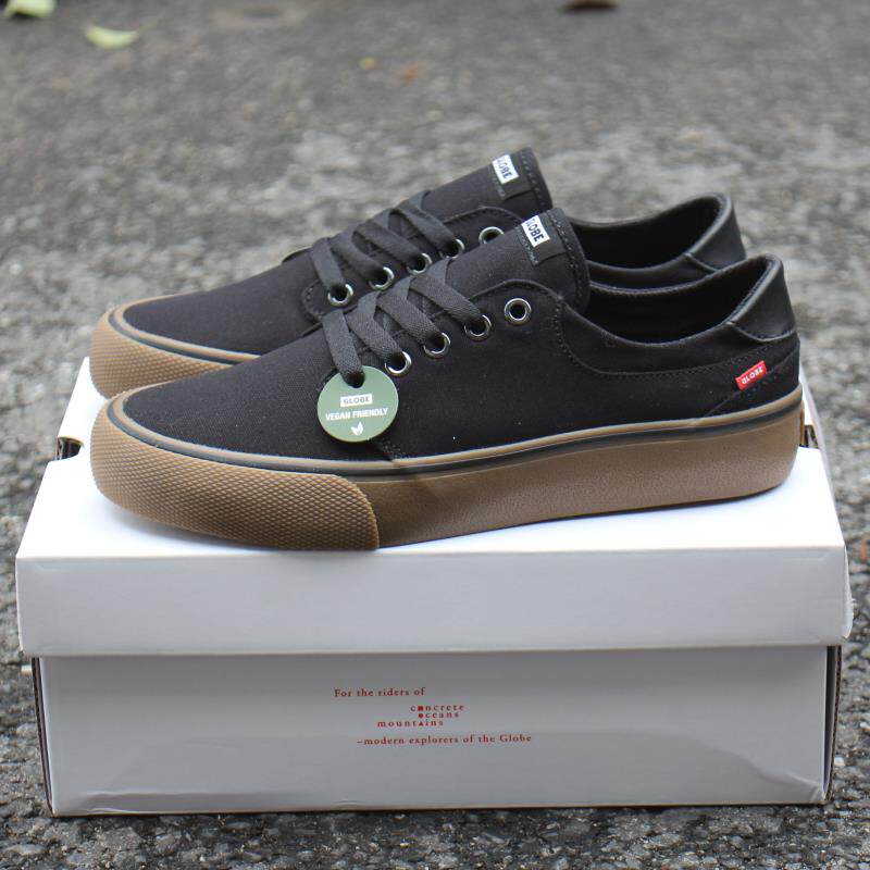 牛筋底GLOBE男女鞋黑色低帮帆布休闲板鞋系带百搭学生潮流运动鞋