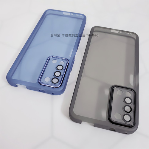 适用华为荣耀X10手机壳叉十保护套硅胶半透黑Tel-AN10透白自带镜头膜防摔防滑直角边磨砂软壳简约男女款