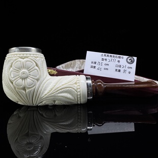 土耳其海泡石烟斗2377双银圈满雕花篮空腔大气室大师手工雕刻签名