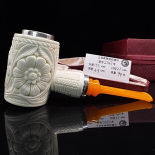 土耳其海泡石烟斗双银花篮空腔大气室锤子2147大师手工雕刻签名