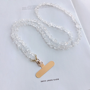 天然白水晶手机挂绳斜跨可背挂脖绳手机壳挂饰手机链手腕串珠挂链