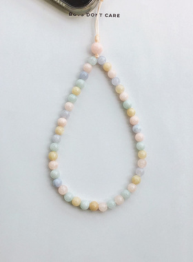 马卡龙色玉石摩根石手机挂绳手腕绳水晶手机壳挂饰手机链串珠挂链