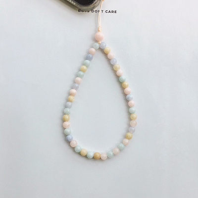 马卡龙色摩根石玉髓手机挂绳挂链