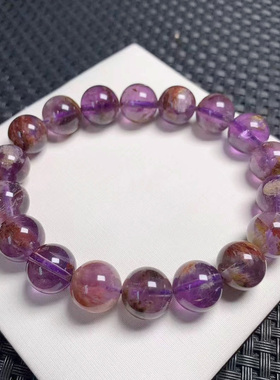 天然紫幽灵手链九紫离火紫色水晶手串招财珠子散珠单圈男女款饰品