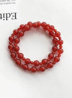 赵露思许妍同款红玛瑙双圈手串