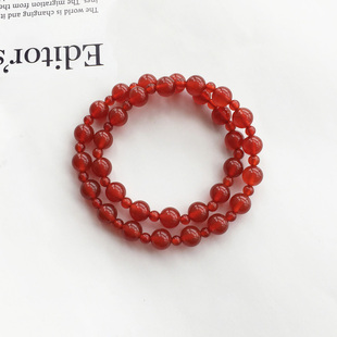 赵露思许妍同款红玛瑙手串女款项链双圈天然水晶手链本命年礼物