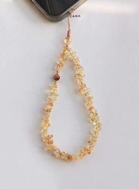 天然黄水晶手机挂绳招财转运手腕绳包包手机壳挂饰手机链串珠挂链