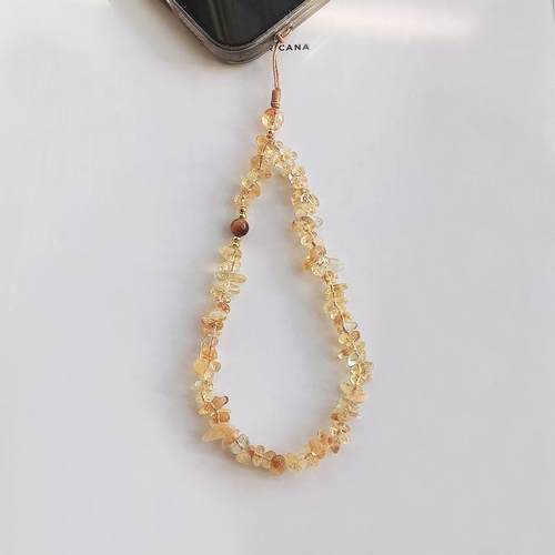 天然黄水晶手机挂绳招财手机链