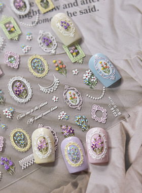 复古画框浮雕立体美甲贴纸装饰指甲电脑手机壳iPad充电宝相机贴画