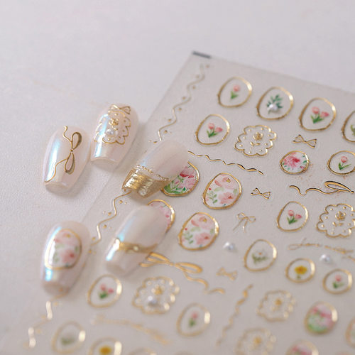 郁金香烫金立体美甲贴纸装饰轻奢指甲电脑手机壳iPad手账咕卡贴画