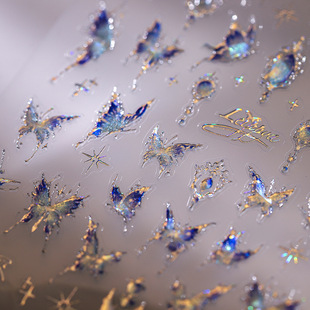 蝴蝶烫金立体美甲贴纸薄韧装饰背胶指甲贴手机电脑小图案diy贴画