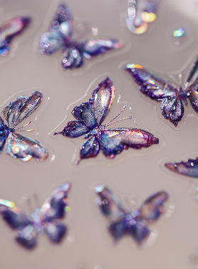 紫色烫金果冻立体美甲贴纸背胶装饰指甲相机文具电脑手机平板贴画