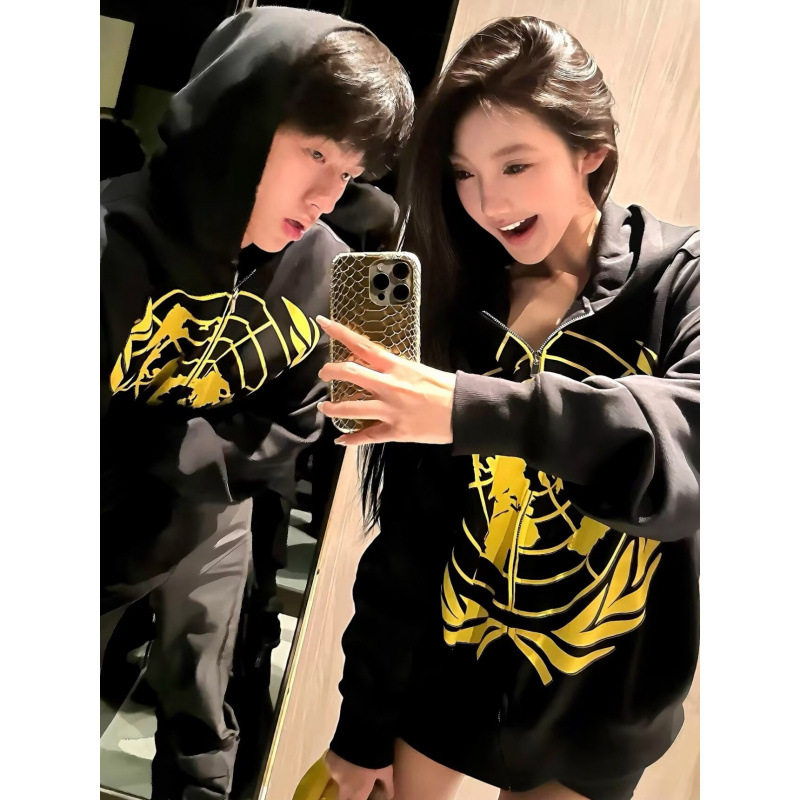 情侣款连帽卫衣男春秋季宽松美式潮牌上衣男拉链开衫运动休闲外套,男装,卫衣,淘宝优惠券,粉丝福利购,淘宝优惠卷