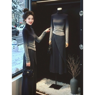 官图实价色布260克渐变色高领修身 可外穿内搭穿搭辣妹显 打底衫