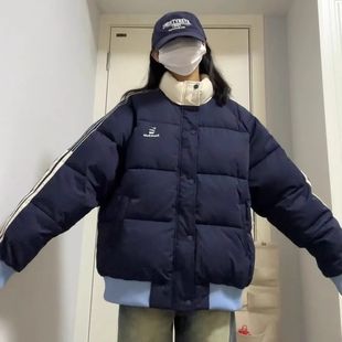 美式三条杠棉服男冬季加厚保暖棉衣外套情侣款面包服棉袄子面包服