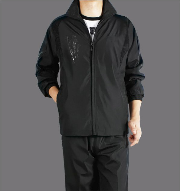 男春秋薄款运动套装男户外休闲运动服大码中老年跑步透气套装