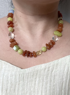 【日出江花】多款！原创设计师项链夏日海边度假天然红玛瑙东陵玉