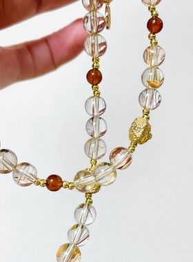 【福禄双全】原创设计师项链天然铜发晶橙石榴女士新年生日礼物