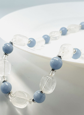 【天空之镜】原创设计师项链天然白水晶天使石