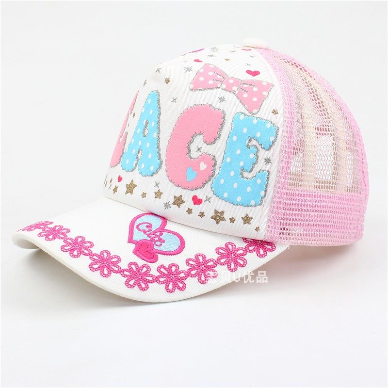 出口日本儿童帽子夏季女童网眼鸭舌帽字母蝴蝶结宝宝棒球帽遮阳帽,童装/婴儿装/亲子装,帽子,淘宝优惠券,粉丝福利购,淘宝优惠卷