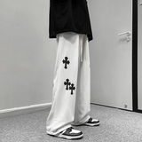 2024春季新款港风高街男士十字架印花拖地卫裤K3663P45控价58，男装休闲裤，电商B315