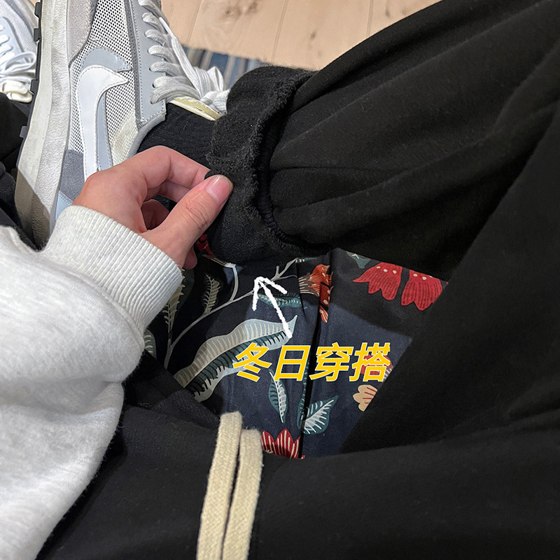 字母印花加绒加厚港风ins卫裤男冬季保暖K3695B315P55控68,男装休闲裤,电商B315