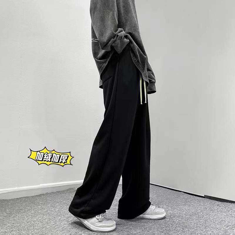 港风冬季加绒加厚休闲裤男士纯色百搭拖地卫裤男K3678JP55控价68,男装休闲裤,电商B315