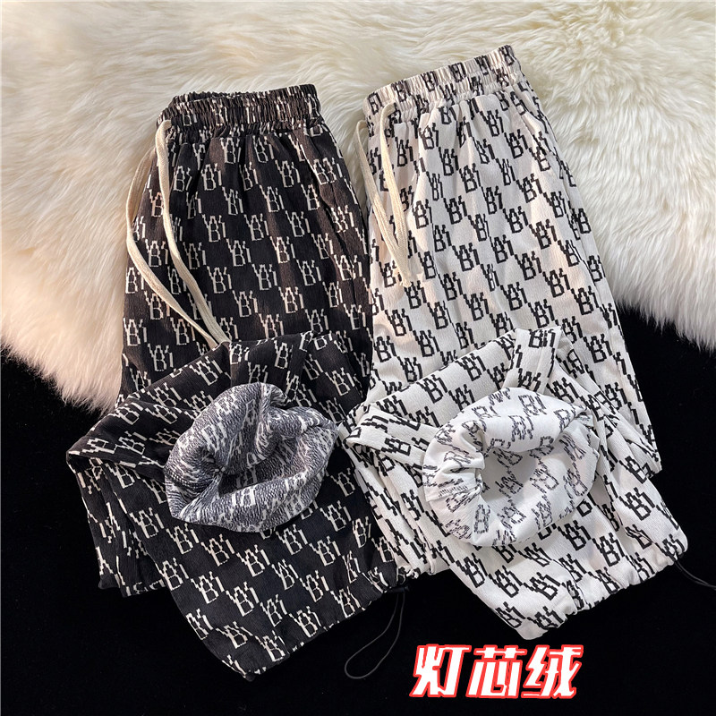 港风秋季满印束脚裤男青少年灯芯绒休闲裤K3628 P50 控68图片