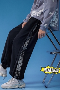 冬季加绒加厚腰果花卫裤青少年休闲裤 K3618J P65控78图片