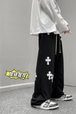 冬季港风高街男士加绒加厚十字架印花拖地卫裤K3663JP55控68，男装休闲裤，电商B315
